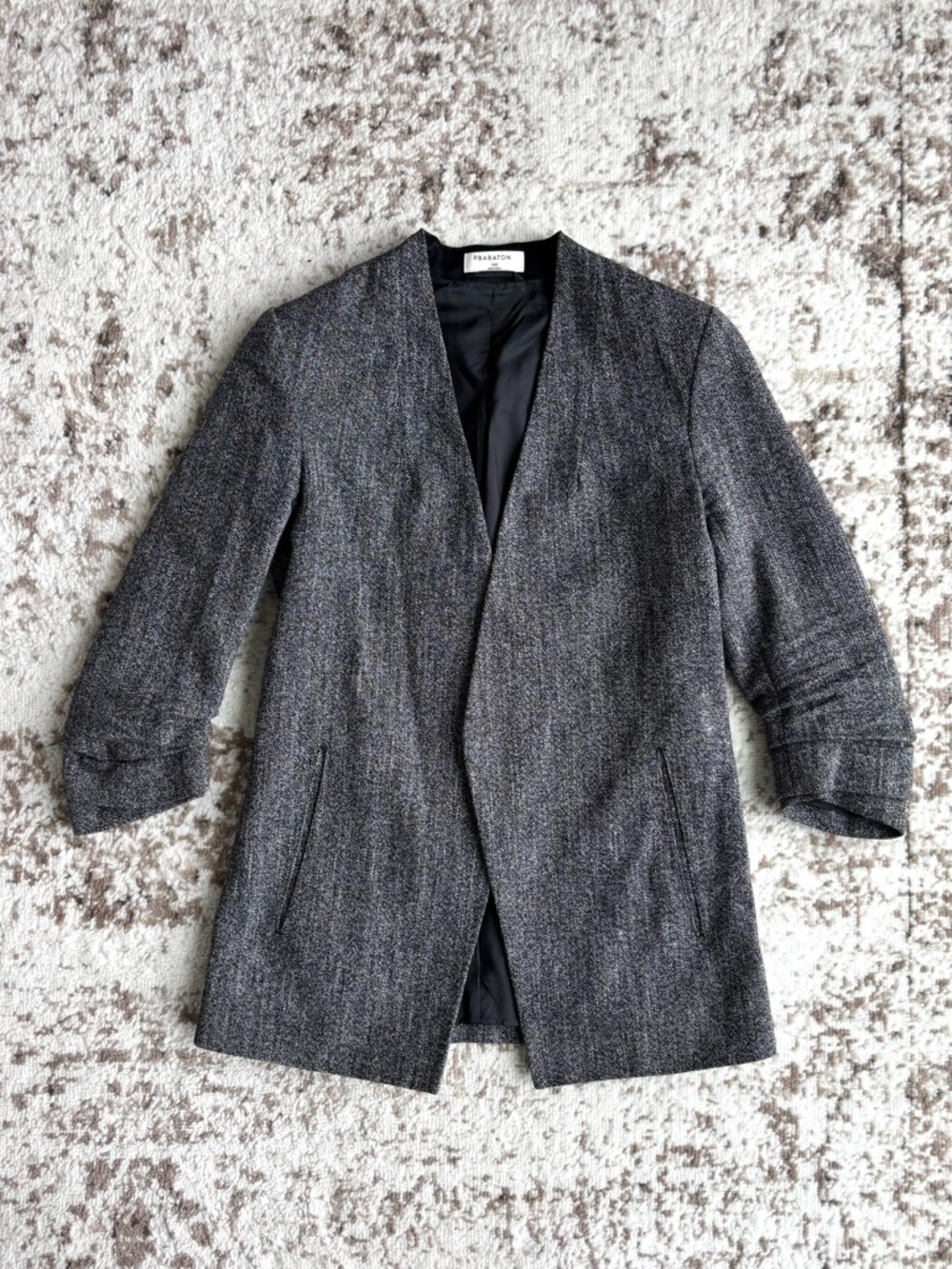 Aritzia Babaton Power Wool/Silk Blend Grey Tweed Blazer